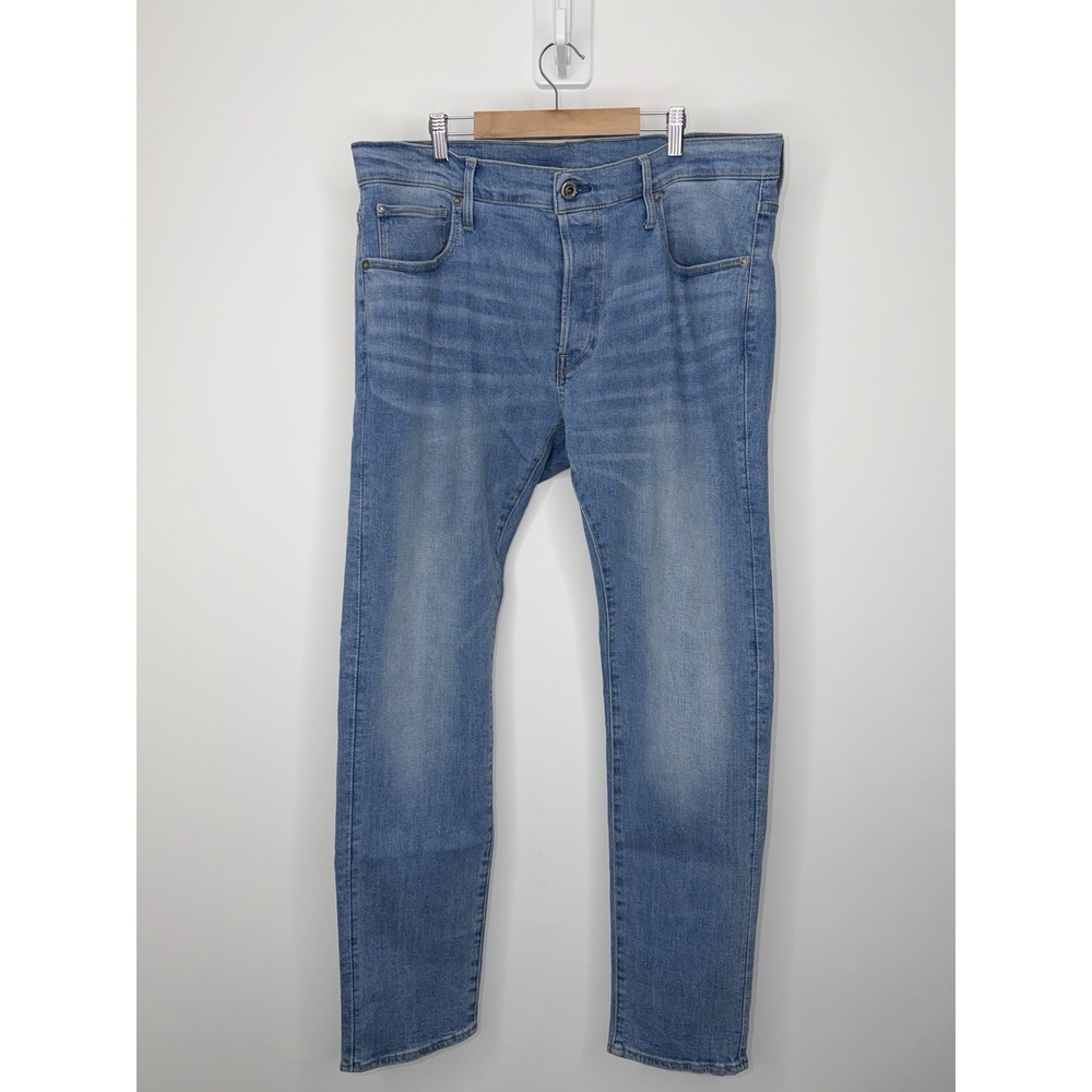 G-Star Raw 3301 Denim Jeans Mens 36X34 Blue Slim Straight Button Fly